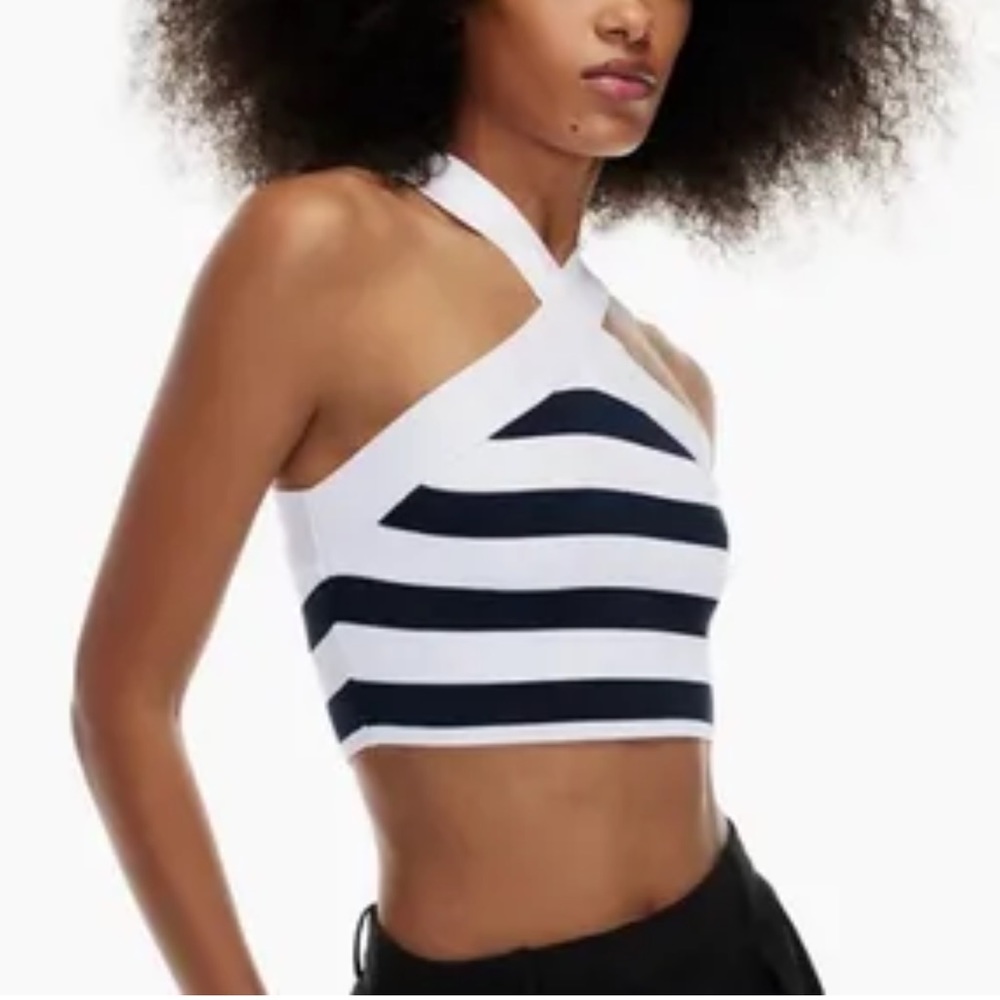 Aritzia Babaton Sculp Knit Criss Cross Crop Top Sz Small